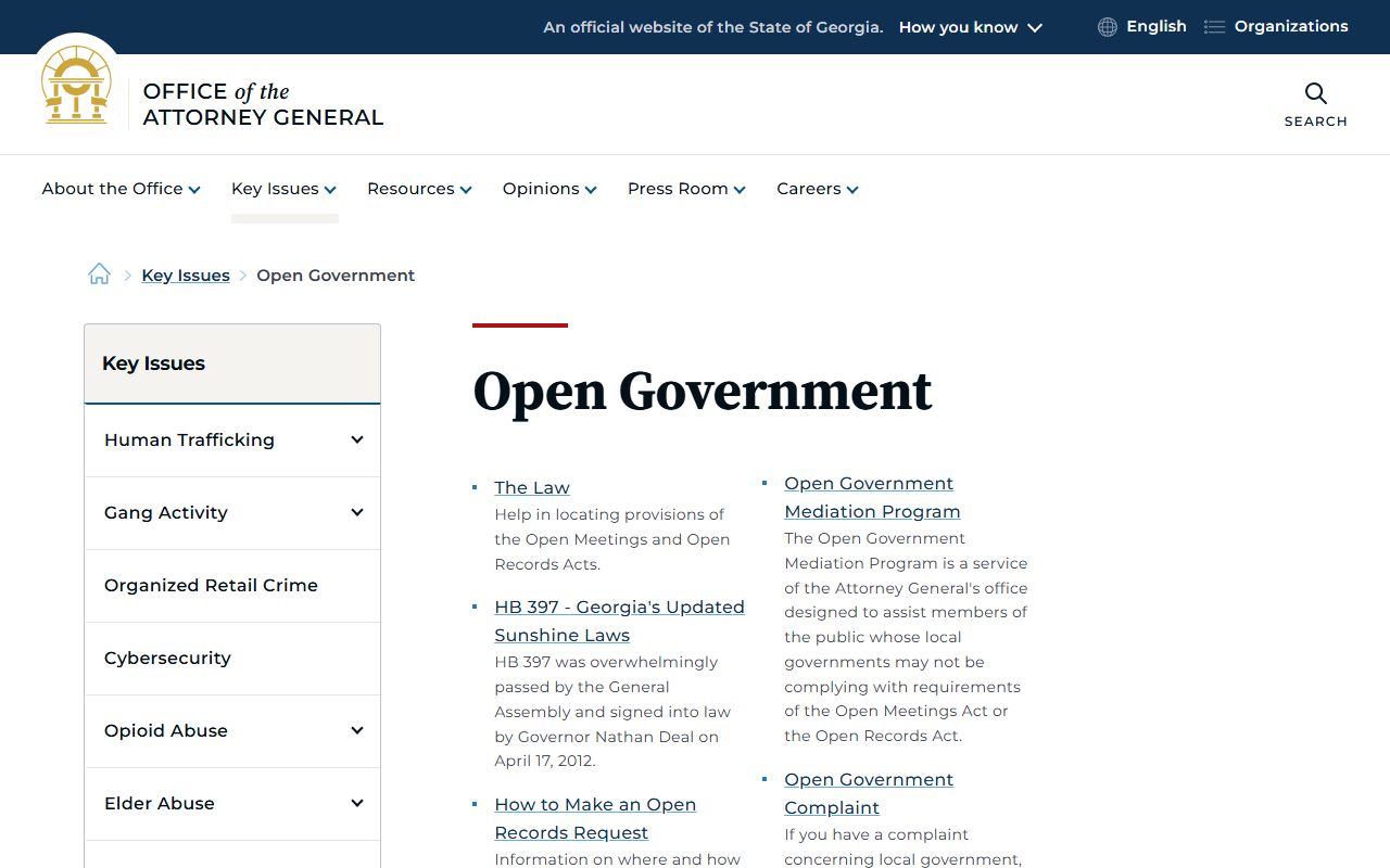 Turner County court records Georgia Attorney General open government page
