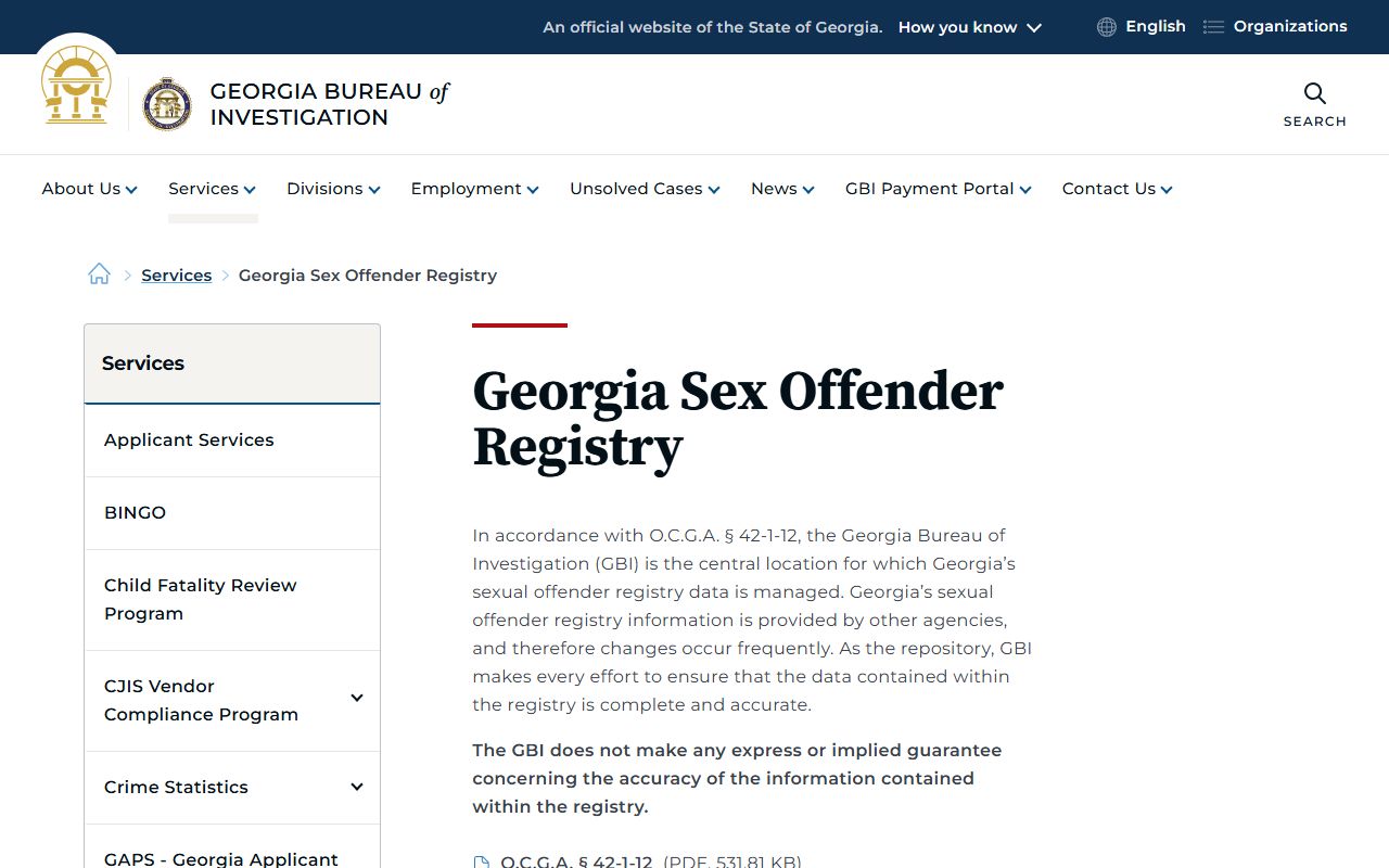 Turner County criminal court records GBI sex offender registry page