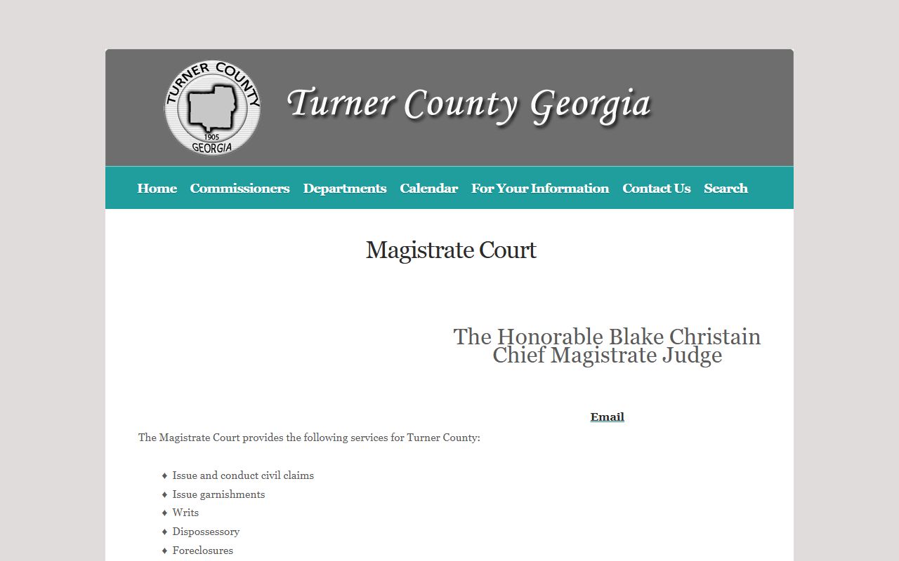 Turner County magistrate court records department page
