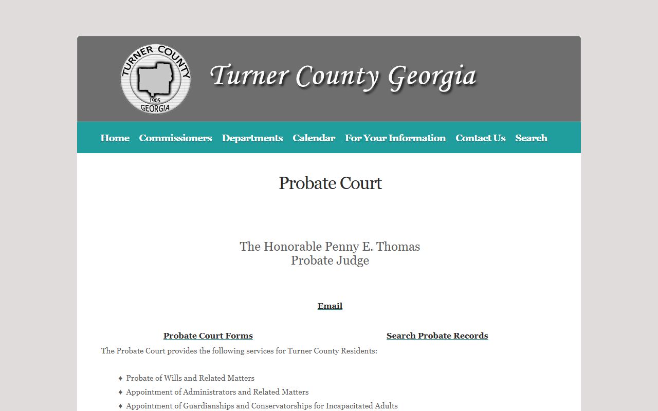 Turner County probate court records office page